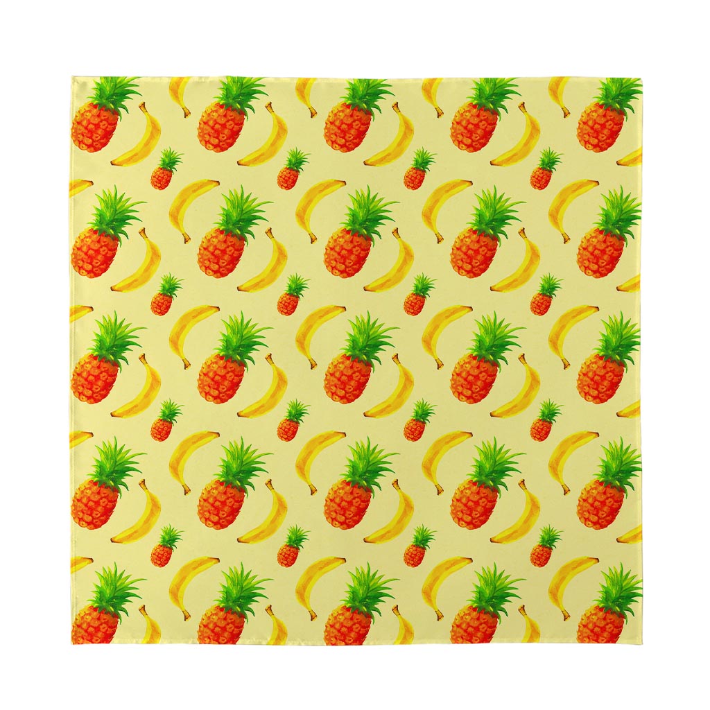 Banana Pineapple Pattern Print Silk Bandana