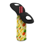 Banana Pineapple Pattern Print Single Neoprene Wine Tote