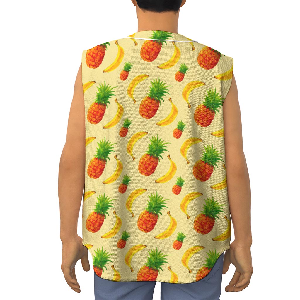 Banana Pineapple Pattern Print Sleeveless Baseball Jersey