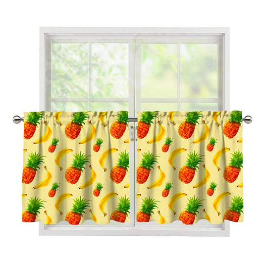 Banana Pineapple Pattern Print Tier Curtains