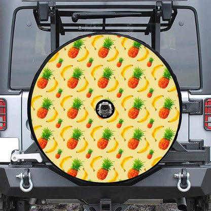 Banana Pineapple Pattern Print Tire Cover With Camera Hole