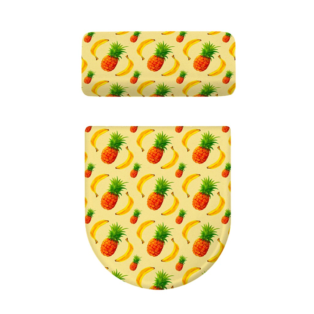 Banana Pineapple Pattern Print Toilet Lid And Tank Cover Set