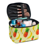 Banana Pineapple Pattern Print Travel Makeup Bag