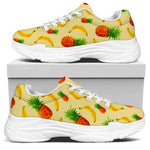 Banana Pineapple Pattern Print White Chunky Shoes