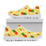 Banana Pineapple Pattern Print White Running Shoes