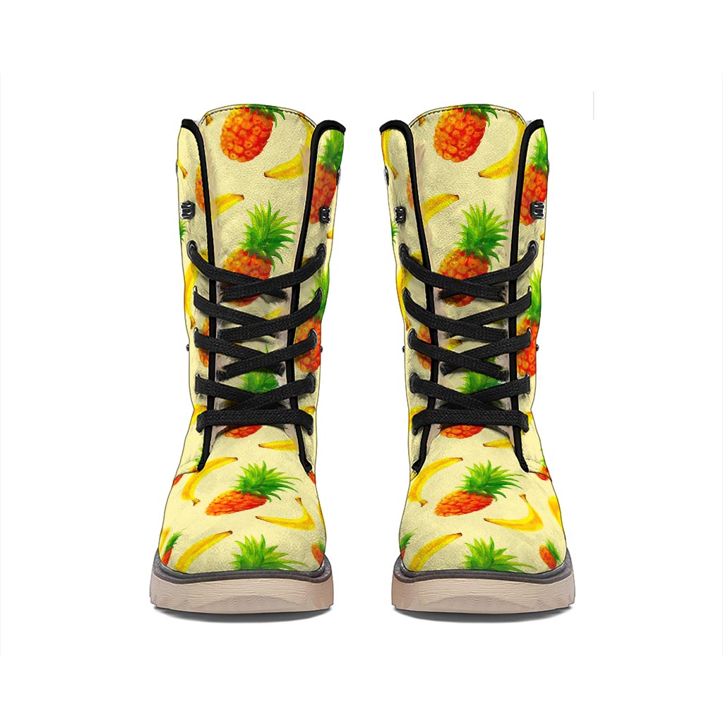 Banana Pineapple Pattern Print Winter Boots