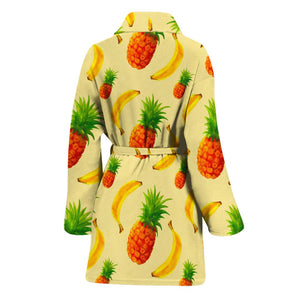 Banana Pineapple Pattern Print Women's Bathrobe