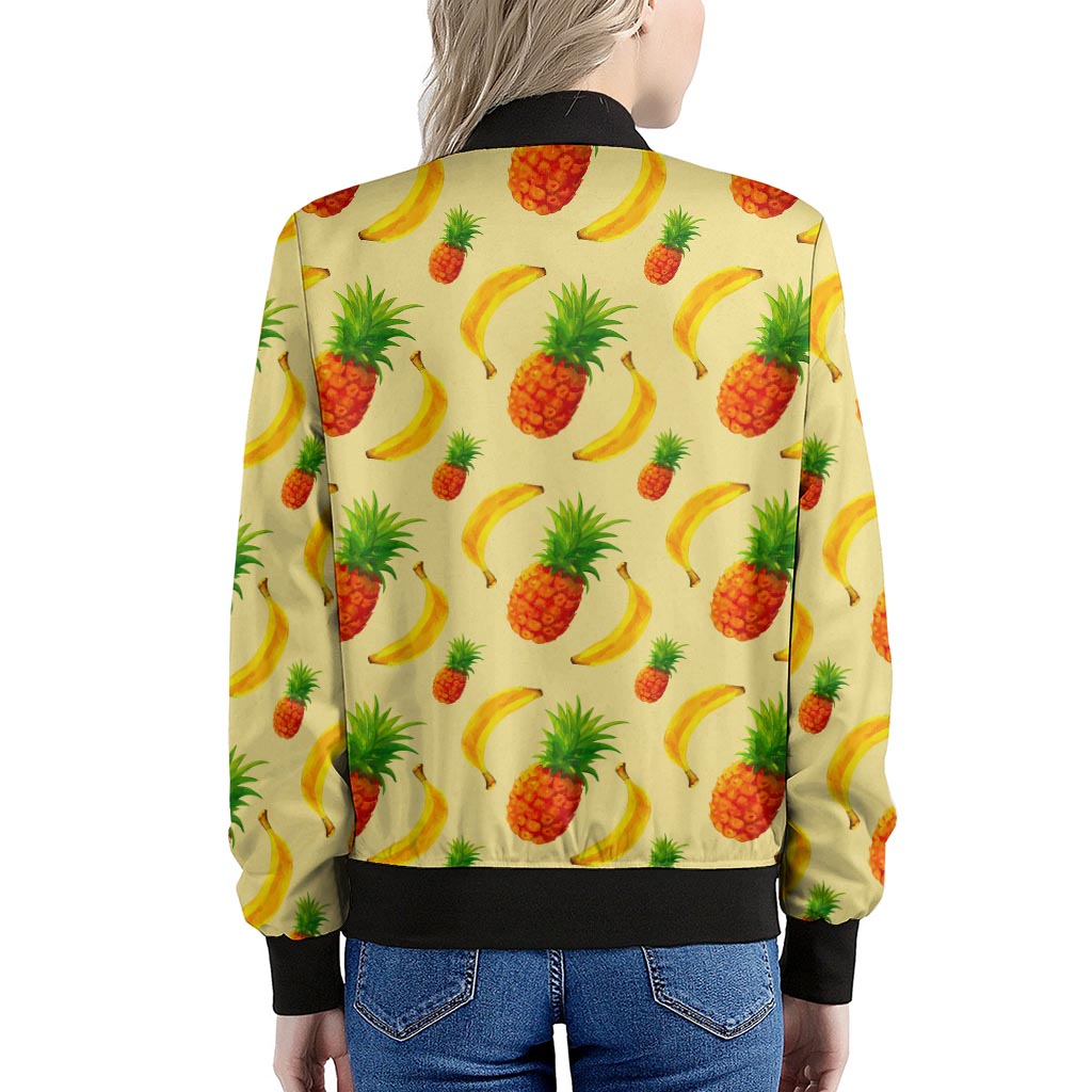 Banana Pineapple Pattern Print Women's Bomber Jacket