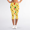 Banana Pineapple Pattern Print Women's Capri Leggings