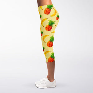 Banana Pineapple Pattern Print Women's Capri Leggings