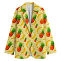 Banana Pineapple Pattern Print Women's Cotton Blazer