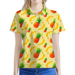 Banana Pineapple Pattern Print Women's Polo Shirt
