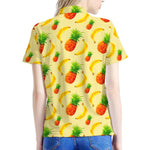 Banana Pineapple Pattern Print Women's Polo Shirt