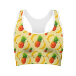 Banana Pineapple Pattern Print Women's Sports Bra