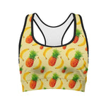Banana Pineapple Pattern Print Women's Sports Bra
