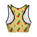 Banana Pineapple Pattern Print Women's Sports Bra