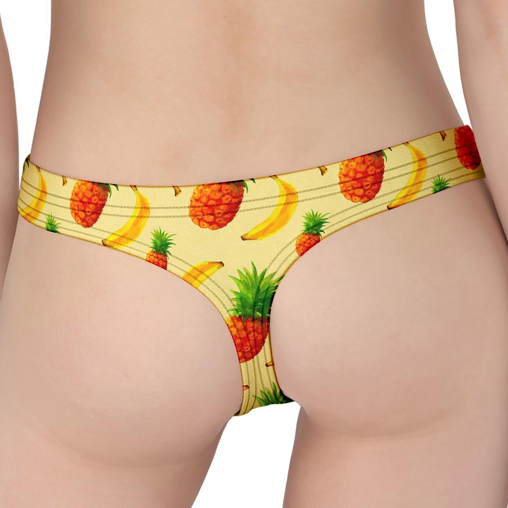 Banana Pineapple Pattern Print Women's Thong