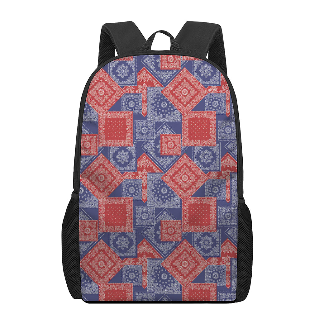 Bandanna Patchwork Pattern Print 17 Inch Backpack