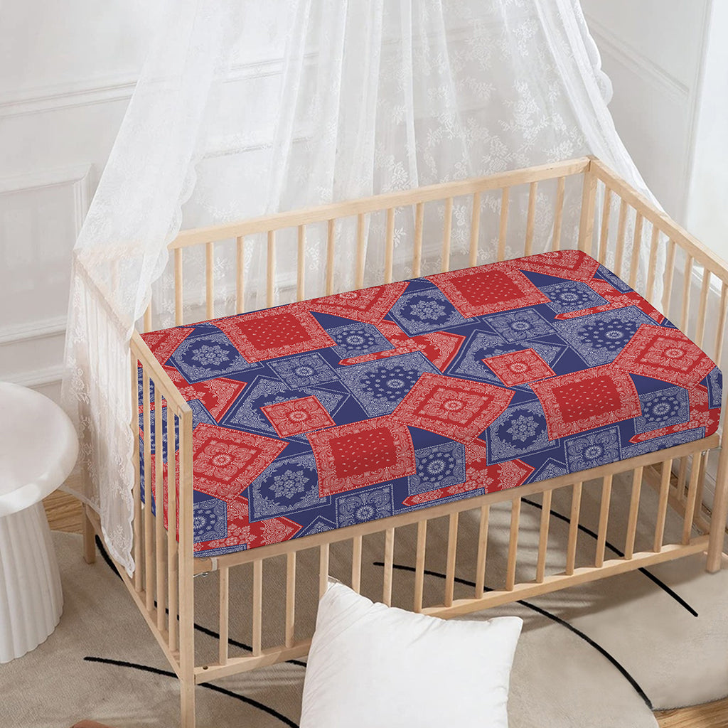 Bandanna Patchwork Pattern Print Baby Crib Sheet