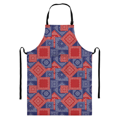 Bandanna Patchwork Pattern Print Bib Apron With Pocket