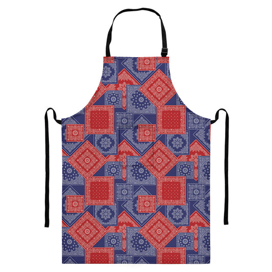 Bandanna Patchwork Pattern Print Bib Apron With Pocket