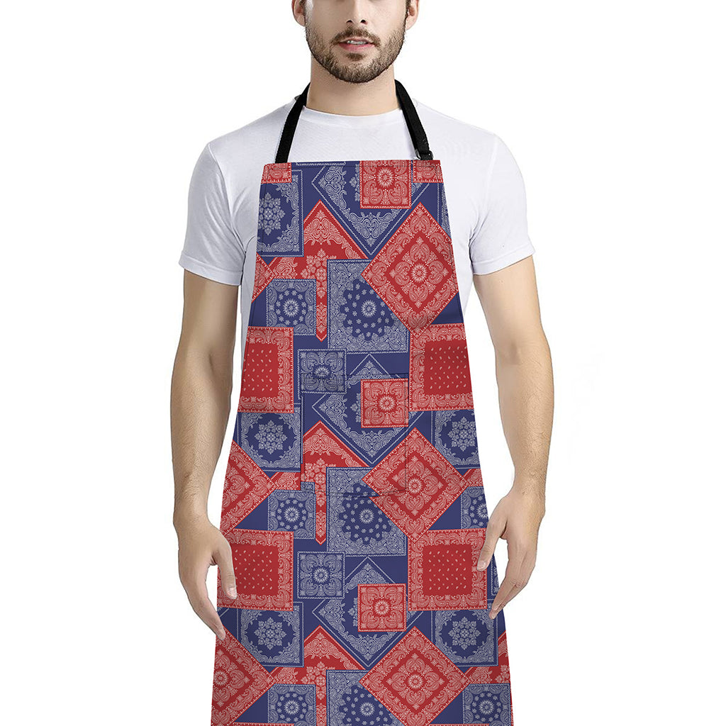 Bandanna Patchwork Pattern Print Bib Apron With Pocket