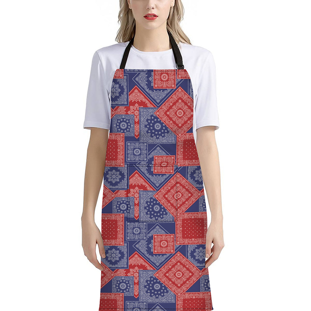 Bandanna Patchwork Pattern Print Bib Apron With Pocket