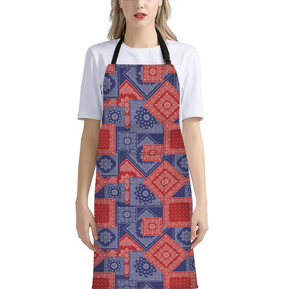Bandanna Patchwork Pattern Print Bib Apron With Pocket