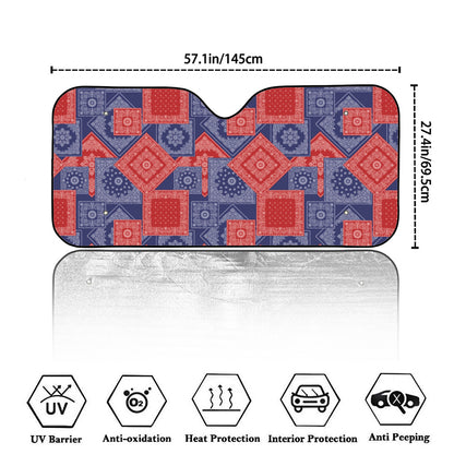 Bandanna Patchwork Pattern Print Car Windshield Sun Shade