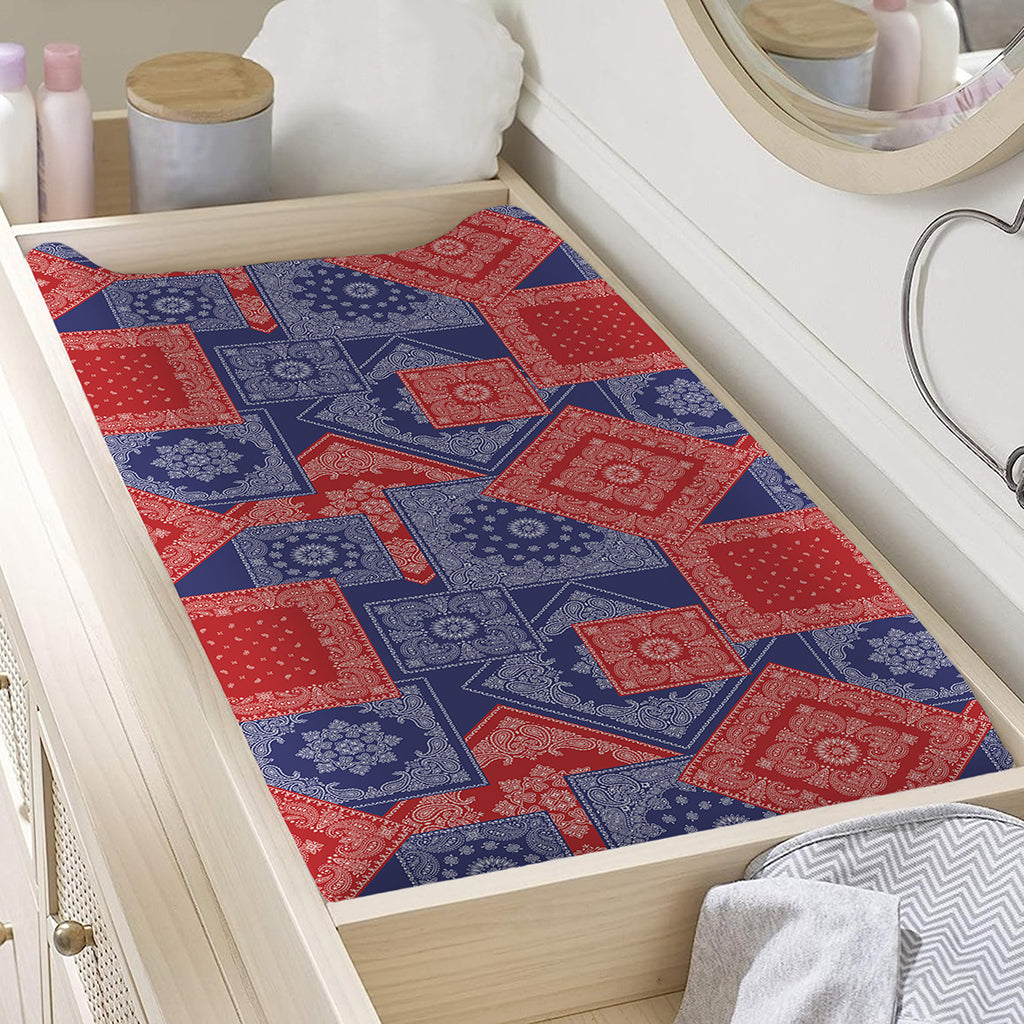 Bandanna Patchwork Pattern Print Changing Pad Cover