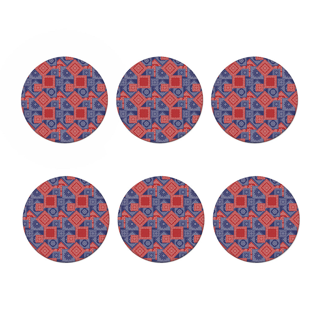 Bandanna Patchwork Pattern Print Coaster Set