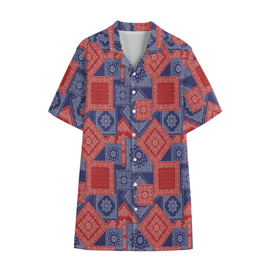 Bandanna Patchwork Pattern Print Cotton Hawaiian Shirt
