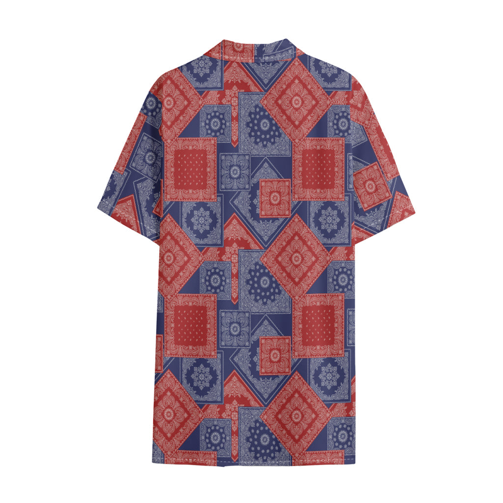 Bandanna Patchwork Pattern Print Cotton Hawaiian Shirt