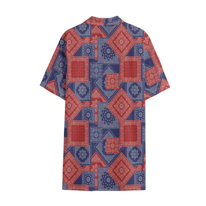 Bandanna Patchwork Pattern Print Cotton Hawaiian Shirt
