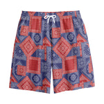 Bandanna Patchwork Pattern Print Cotton Shorts