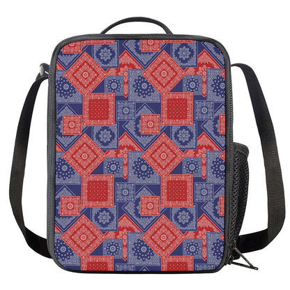 Bandanna Patchwork Pattern Print Crossbody Lunch Bag