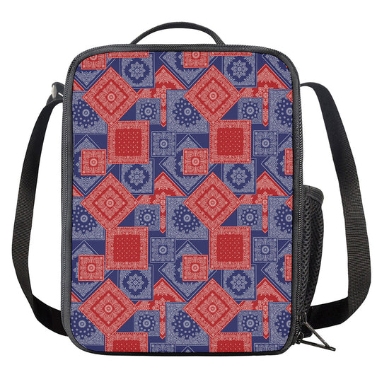 Bandanna Patchwork Pattern Print Crossbody Lunch Bag