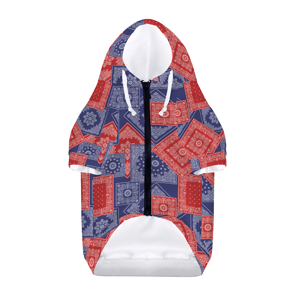 Bandanna Patchwork Pattern Print Dog Zip Up Hoodie
