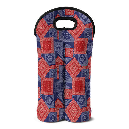 Bandanna Patchwork Pattern Print Double Neoprene Wine Tote