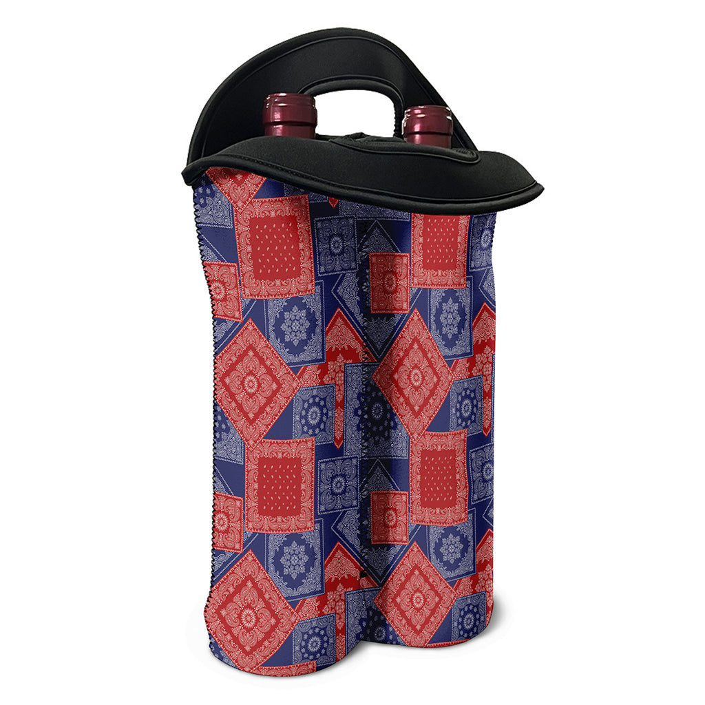 Bandanna Patchwork Pattern Print Double Neoprene Wine Tote