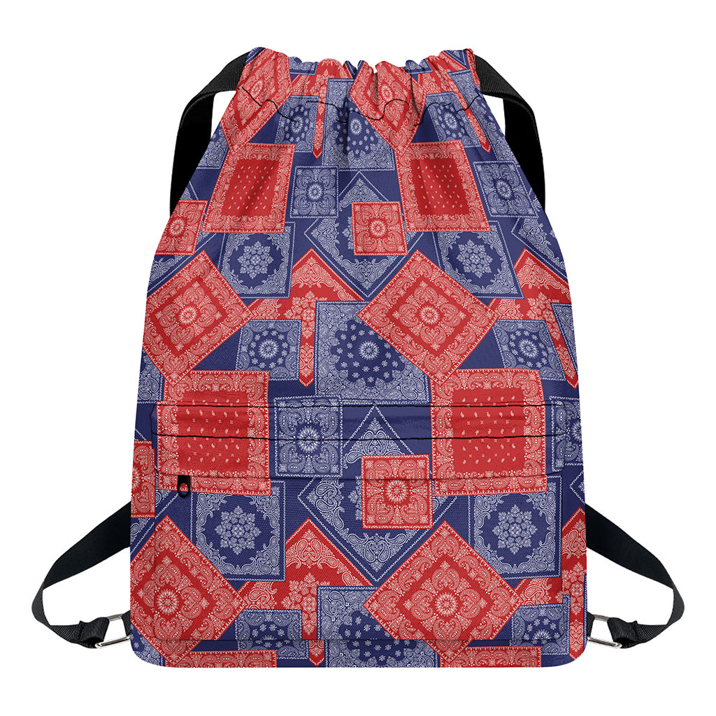 Bandanna Patchwork Pattern Print Drawstring Backpack