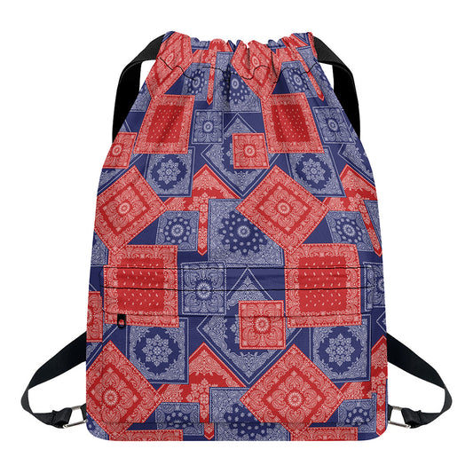 Bandanna Patchwork Pattern Print Drawstring Backpack