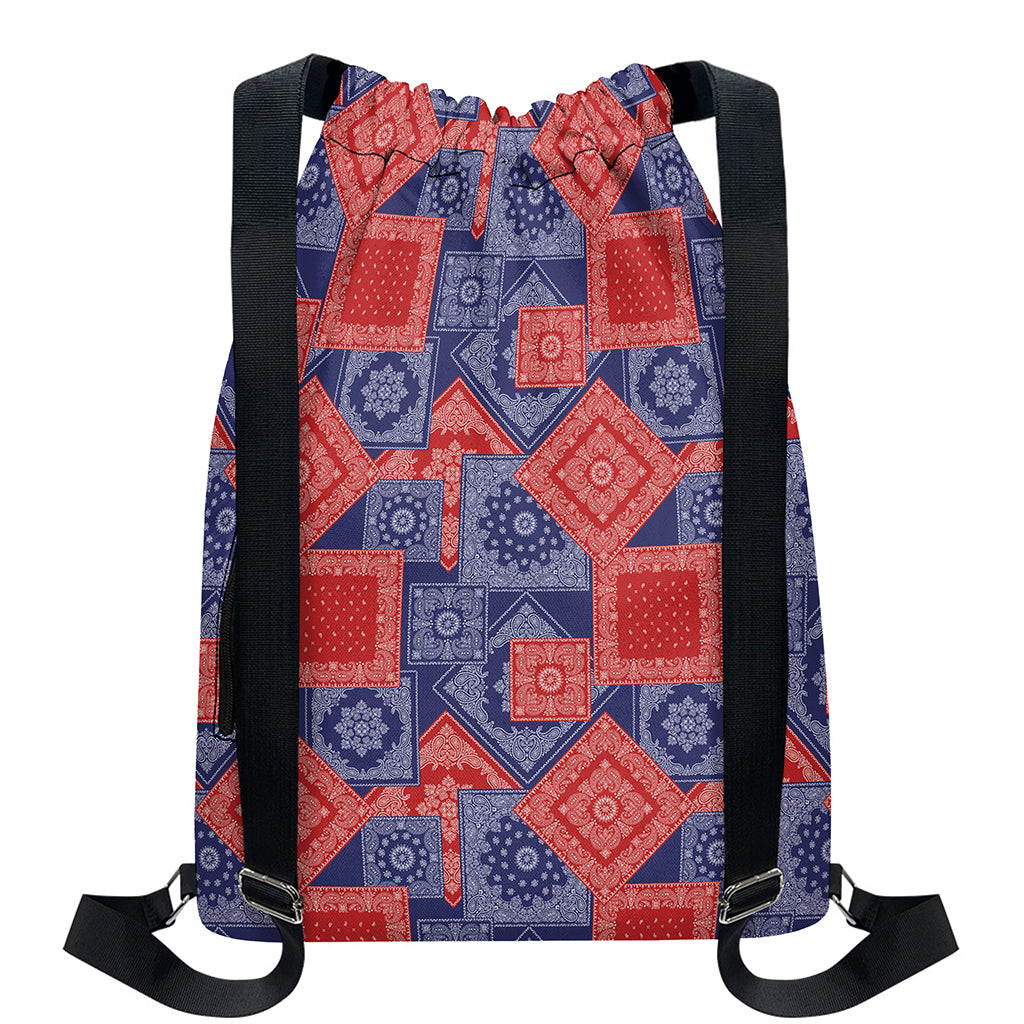Bandanna Patchwork Pattern Print Drawstring Backpack