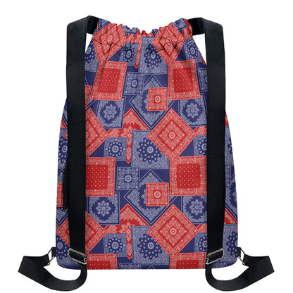 Bandanna Patchwork Pattern Print Drawstring Backpack