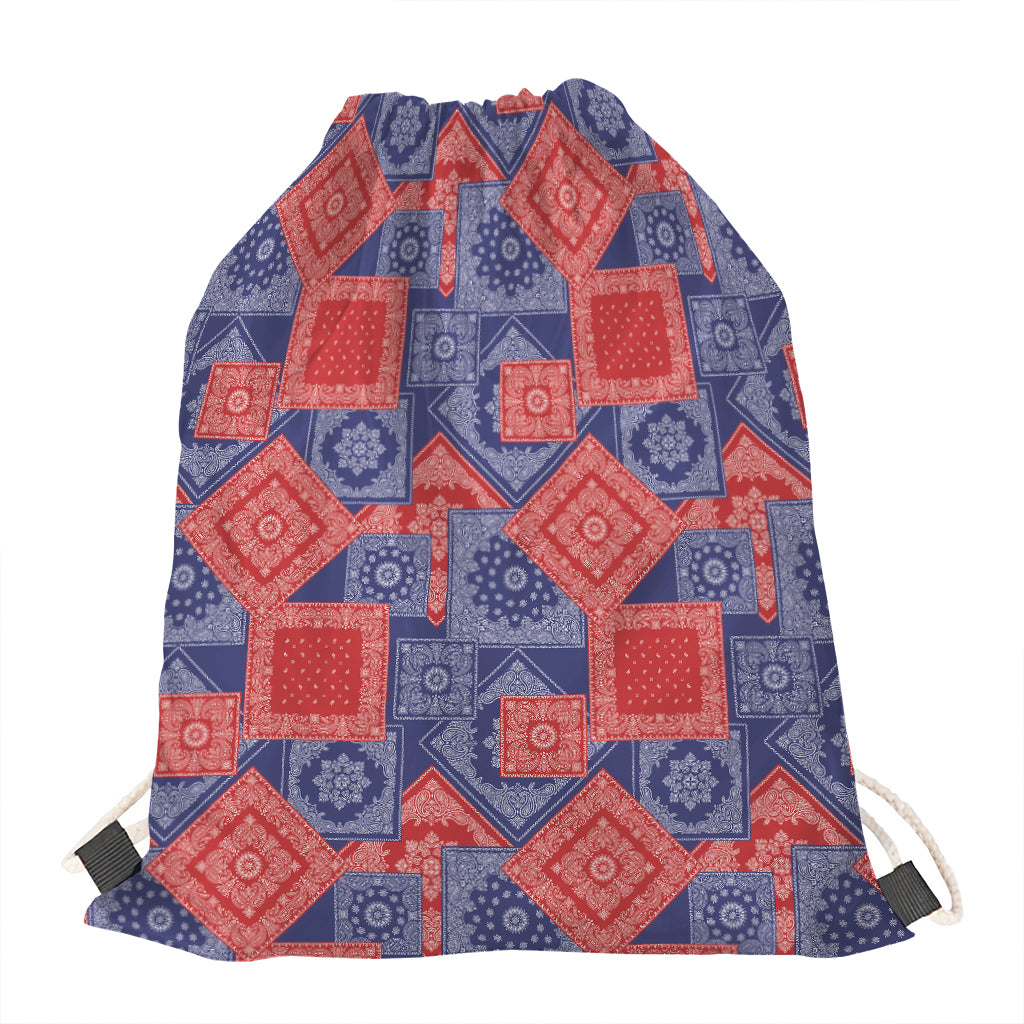 Bandanna Patchwork Pattern Print Drawstring Bag
