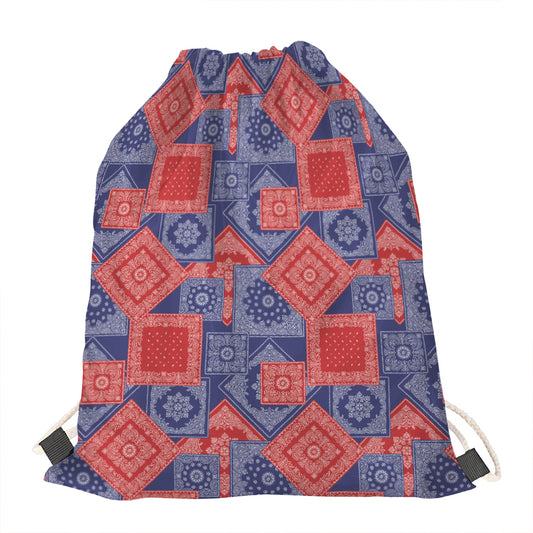 Bandanna Patchwork Pattern Print Drawstring Bag