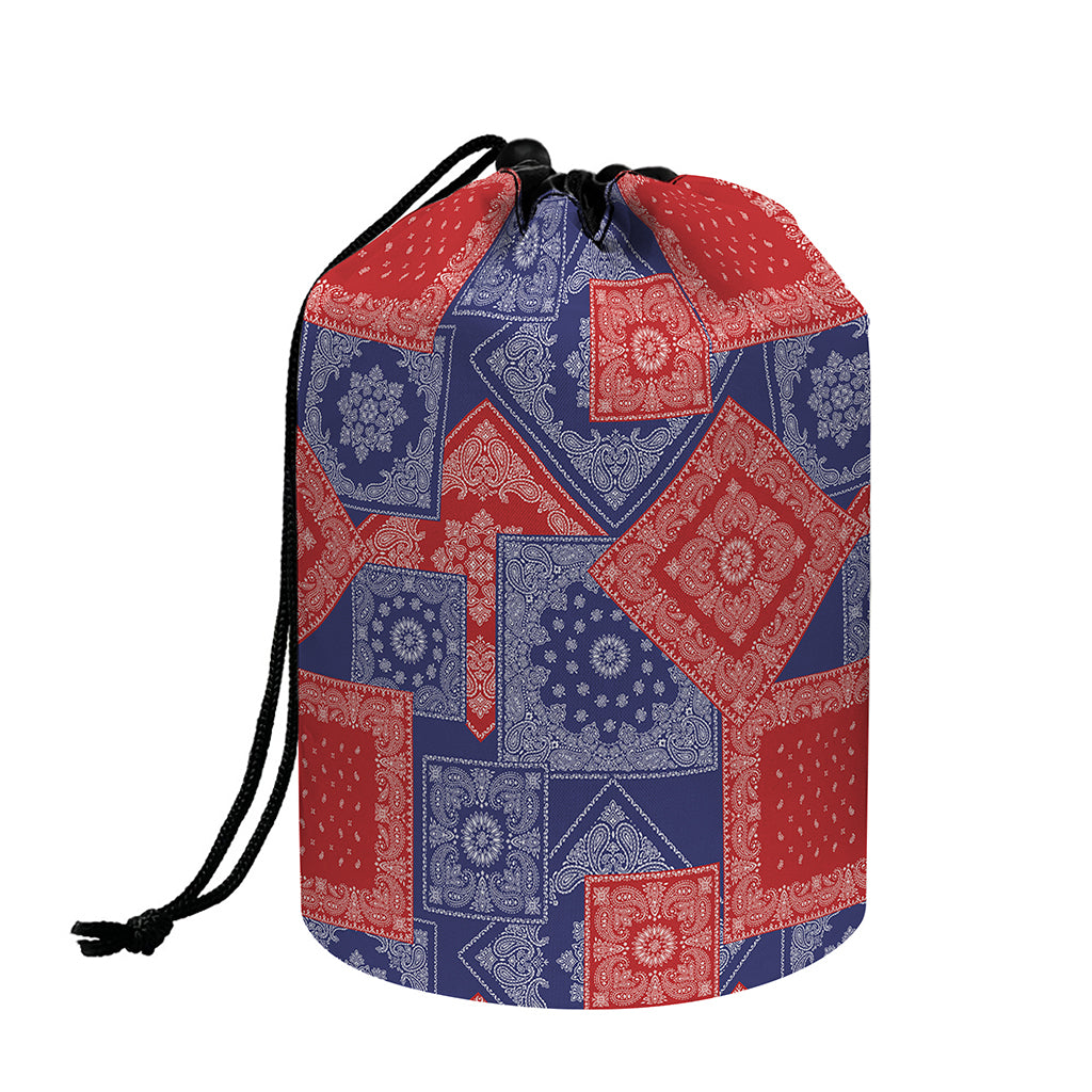Bandanna Patchwork Pattern Print Drawstring Makeup Bag