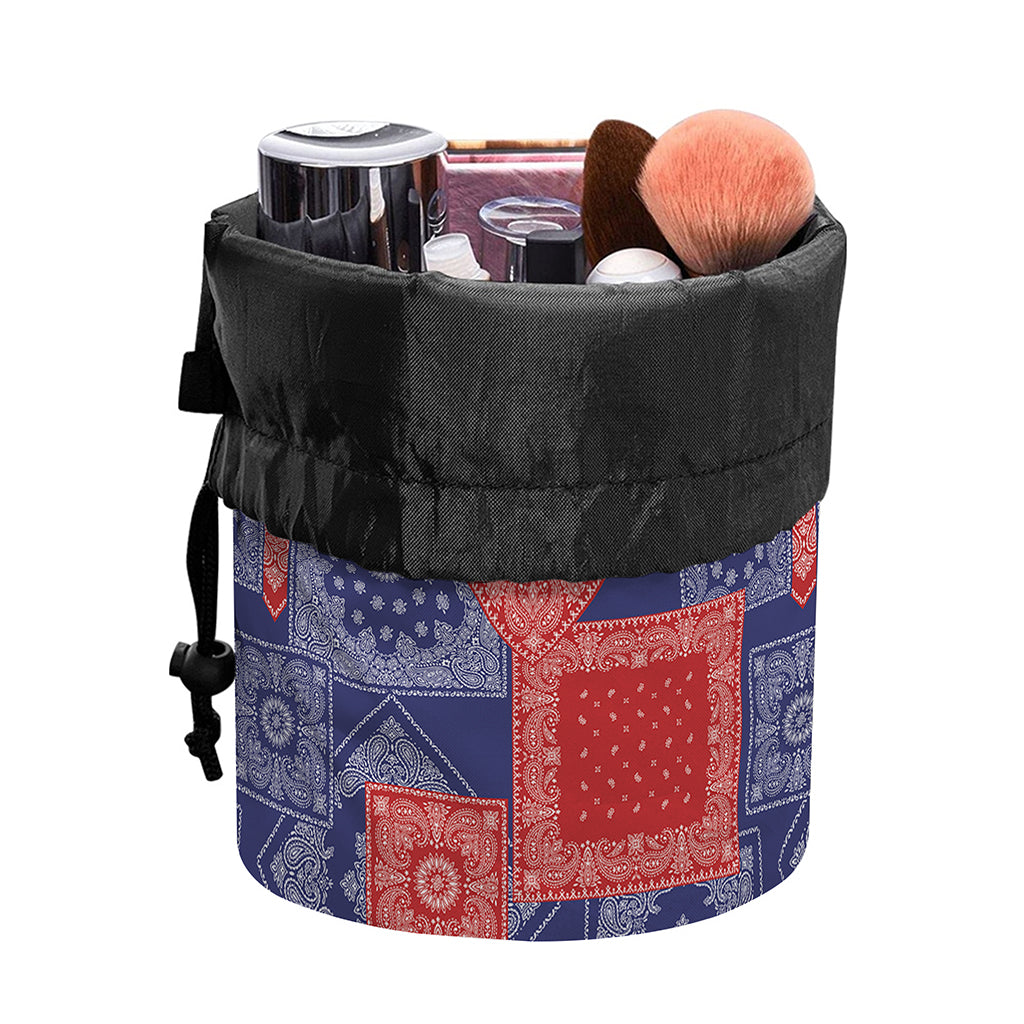Bandanna Patchwork Pattern Print Drawstring Makeup Bag