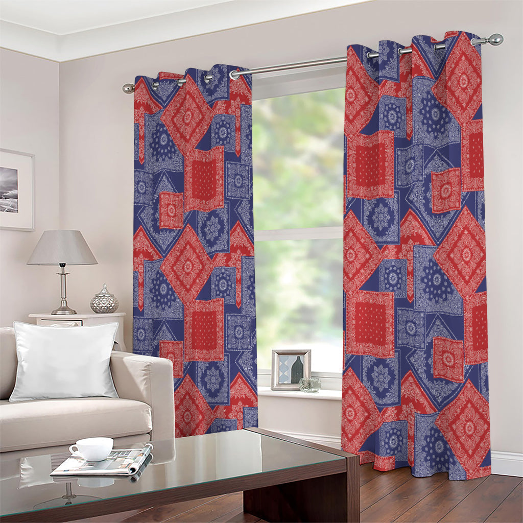 Bandanna Patchwork Pattern Print Extra Wide Grommet Curtains