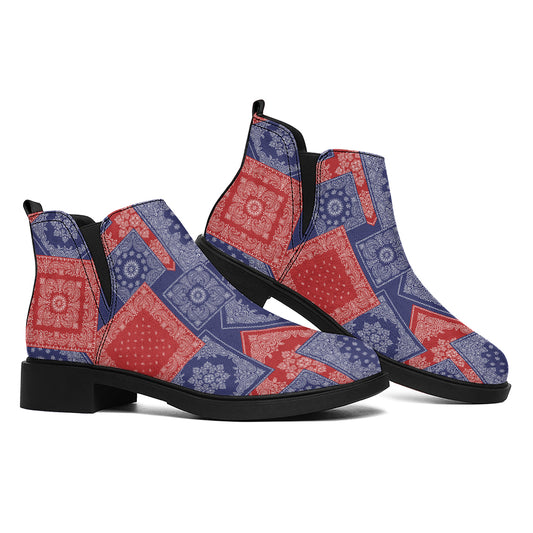 Bandanna Patchwork Pattern Print Flat Ankle Boots